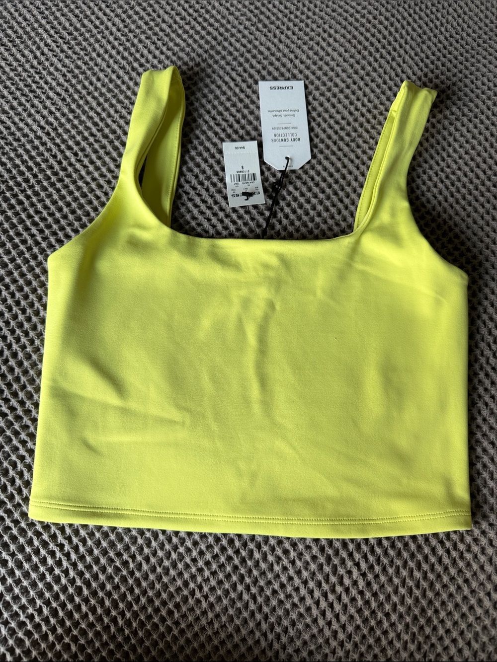 Express Neon Yellow Square-Neck Crop Top